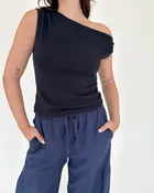 Asymmetric Neck Knit Top