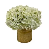 [RESM-AHDW] Gold Glass Vase Medium - Artificial Hydrangea White