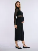 Long Sleeve Bodycon Top in Mesh
