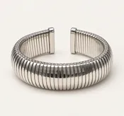 Half Round Gold Ribbed Cuff - Gold|Silver|Gunmetal