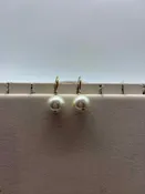 15 mm Gold Faux Pearl Pierced Drop Earrings