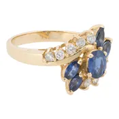 14k Gold Diamond Sapphire Ring