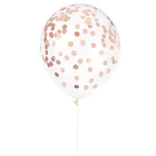 12in Clear Latex Balloon with Rose Gold Foil Confetti 6ct