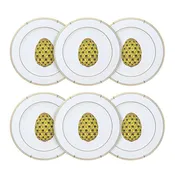 Veritable Porcelaine Email de Limoges Faberge Easter Egg 12" Charger Plates (6)