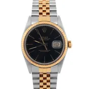 1986 UNPOLISHED PAPERS Rolex DateJust BLACK Two-Tone 36mm 16013 Watch BOX
