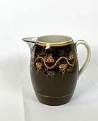 Antique American Mochaware Pitcher, Slip-Decorated Creamware, Circa 1830