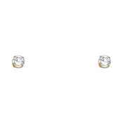 14k Yellow Gold 4MM Round Zirconia Stud Earrings