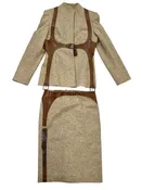 ALEXANDER MCQUEEN Size S TAN SUIT LEATHER HARNESS WOOL
