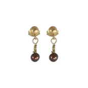 10K Yellow Gold Freshwater Pearl Earrings