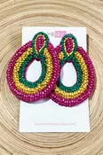 3 Color Beaded Tear Earrings