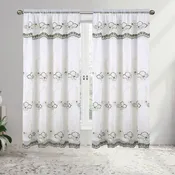 Amira Floral Embroidery Window Panel with Valance and Backing, 55x84 Inches