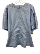 3.1 Phillip Lim Size 12 Light Blue Cotton Round Bead Back Zip Top