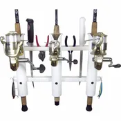 3 Rod Deluxe Fishing Rod Holder Rack White
