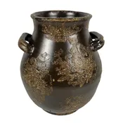10.5″ Ceramic Vase with Handles, Coffee
