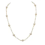 Station Pearl Necklace | AAA 6-7mm Natural White Freshwater Cultured