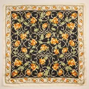 Baroque Rose Print Scarf – Elegant Floral Silk-Feel Square Scarf