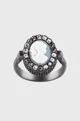 ANTIQUE VICTORIAN BROOCH CRYSTAL RING IN BLUE