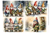 A4 Christmas Gnome Rice Paper DC498– Quad Sheet for Decoupage & Crafting, Holiday Crafting and Junk Journals