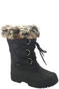 Black Faux Fur Trim Lace-Up Snow Boots