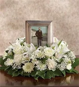 All White Memorial Urn Wreath