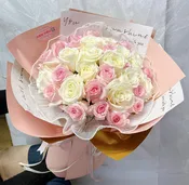 仙裡仙氣 | Pink and White Roses Bouquet