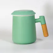 15oz  Porcelain Tea Mug with Lid and Infuser | Mint Green