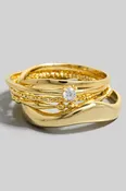 5pc Assorted Styles Band Rings Set (Gold)