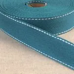 100% Cotton Webbing with Stitches, Turquoise