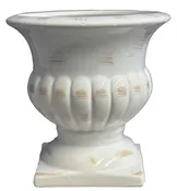 #T8005AW – 6.5″ Glazed White Urn – Antique White