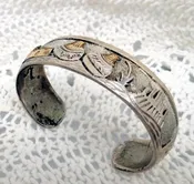 Southwestern Sterling Silver, Gold Filled, Tooled, Cuff Bracelet — Sir Richards Antiques & Fine Art Center ~ Est. 1971
