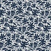 Abstract Shapes Rayon - Blue on White