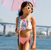 2PC Swimsuit Printed Flamingo