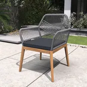 2-Pack Solid Wood Armchairs with Cushions - Indoor/Outdoor Dining Chairs