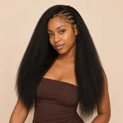 Kinky Straight Feather Crochet Human Hair