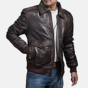 A2 Distressed Aviator Brown Bomber Leather Jacket