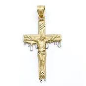 10KT Yellow Gold 46.8X22.9MM Modern Drip Crucifix Pendant. Chain not Included.