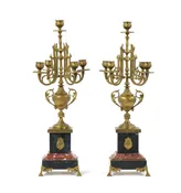 19th Century Gilt Bronze-Mounted Slate & rouge Marble Five Arm Candelabra — LA MAISON SUPREME