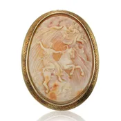 14K Antique Large Cameo Brooch “Heavens Opening”
