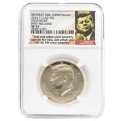 2014 Clad Kennedy Half Dollar, SP67, NGC 50th Anniversary Flag Label