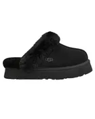 1122550 Black Disquette Slippers with Fur Trim