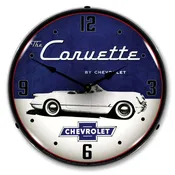 1954 White C1 Corvette LED Backlit  LED Clock