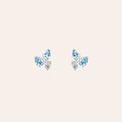 Aquamarine & Diamond Cluster Studs
