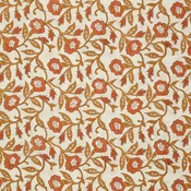 Indian Block Prints: Cottage Fabric Collection - Trumpet Vines in Sienna
