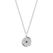 167 Button Pendant in 18ct White Gold with Amethyst and Diamonds