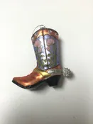 180 Floral Cowboy Boot Glass 4" Ornament, Asst