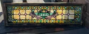 Antique American leaded Art glass fruit basket window
