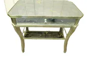 54541 Mirrored MID CENTURY Modern Glass Lamp Table Stand w/ Drawer Nightstand