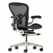 ハーマンミラー アーロンチェア  Aeron Chair ブラック/ポリッシュドアルミニウム 堅床/カーペット用キャスター