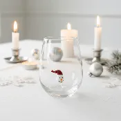 16 oz Holiday Icon Stemless Wine Glass, Red Hat Snowman