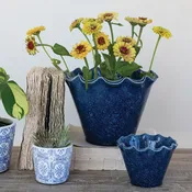 6" Blue Stoneware Planter